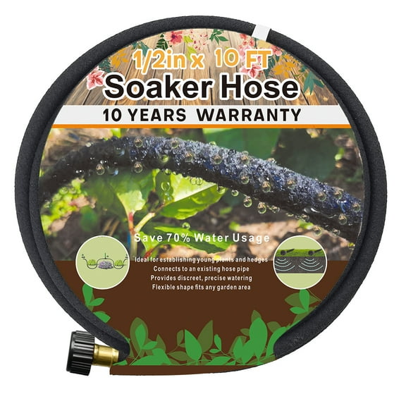 Soaker Hose 10 Ft for Garden Beds, Soaker Hose for Watering Irrigation, Heavy Duty Garden hose Soaker Hoses Drip Hoses for Garden - Drip Hose Irrigation