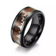 thumbnail image 2 of Wedding Ring Men - 8mm Black Hunter Deer Family Stag Hunting Tungsten Band, 2 of 7
