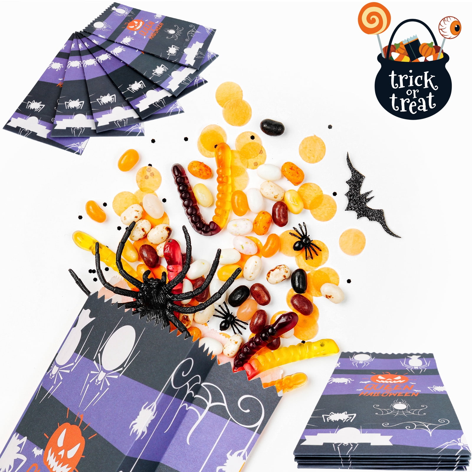 24 Stück Halloween Süßigkeitenboxen Aus Papier – Dreieckig, Ca. 8x8x9 Cm, Mit Bändern