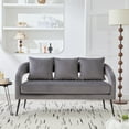thumbnail image 2 of Sofas for Two 53.7"Modern Upholstered Velvet Open Back Loveseat Settee with 3 Pillows, Small Comfy Sofa 2-Seater Mini Sofa for Small Space with Metal Legs, Living Room Bedroom Office Dorm Studio Apar, 2 of 9