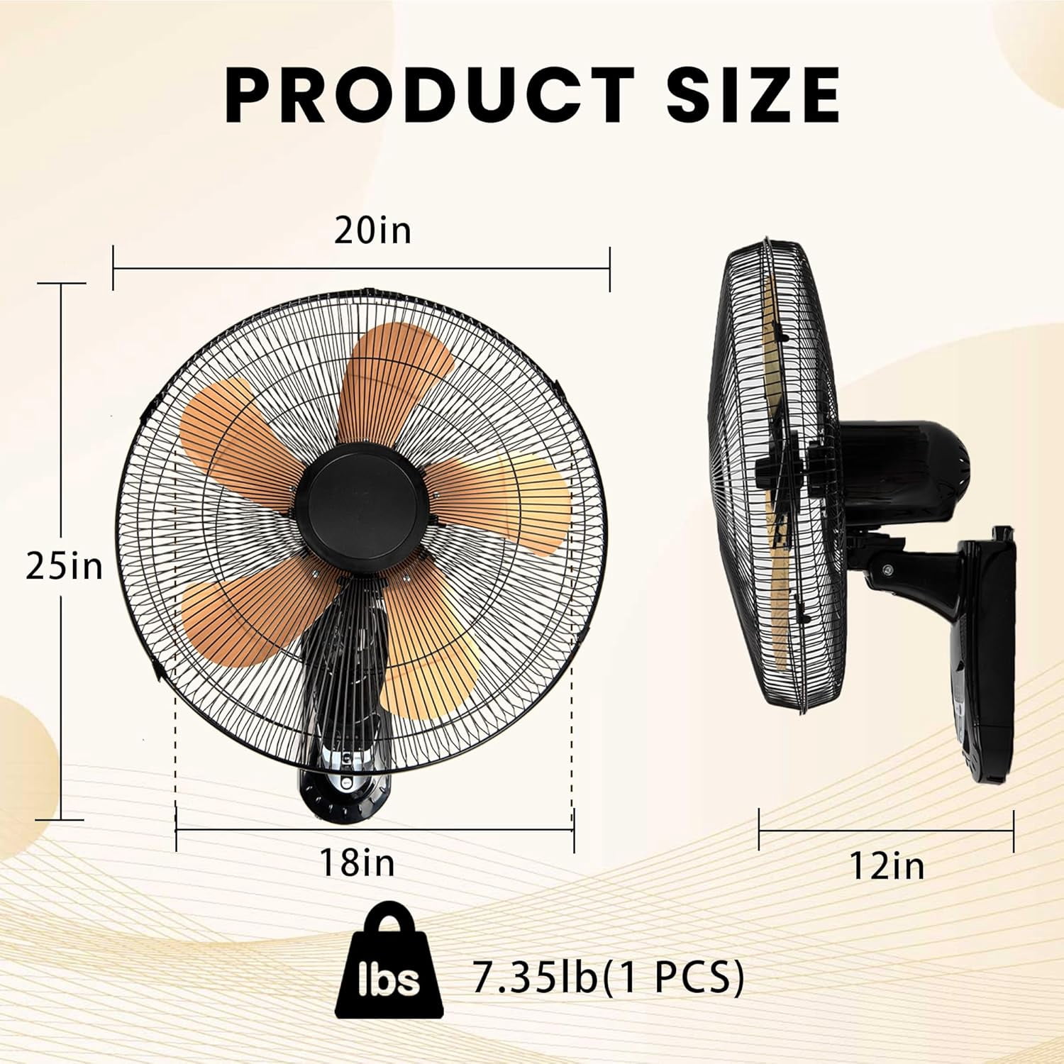2 Pack 20inch Wall Mount Fan, 5000 CFM High Velocity Fan with Remote & 4-Hour Timer, 3-Speed Oscillating Fan  Cooling for Garage & Workshop, Yellow