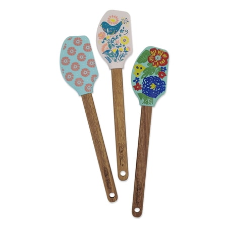 The Pioneer Woman 3-Piece Acacia and Silicone Spatula Set
