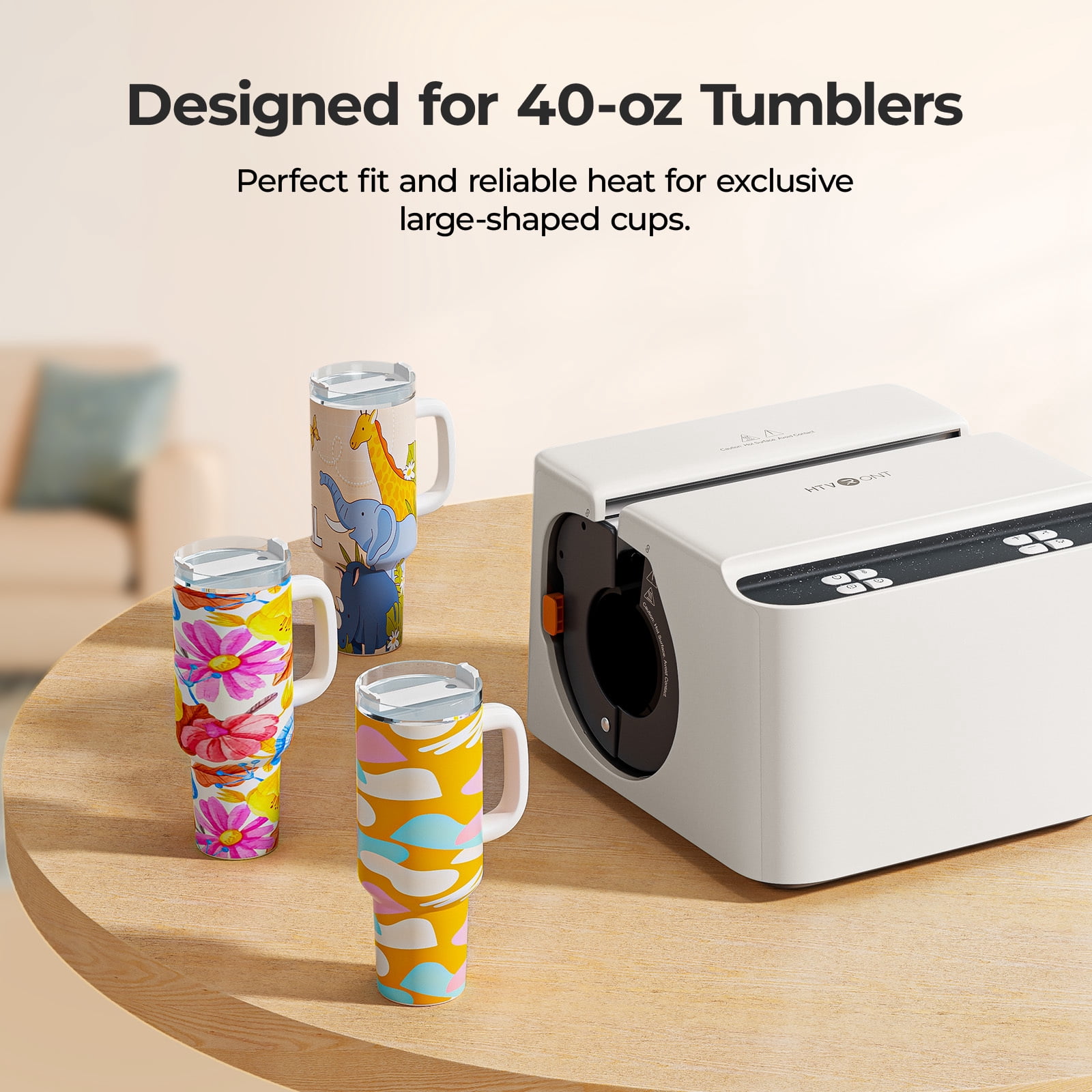 HTVRONT Auto Tumbler Heat Press 2 - A200 Full Cup Transfer Heat Press Machine for 40 OZ Tumbler with Handle, Heat Even and Quick Cups Sublimation Machine with Adjustable Pressure,White