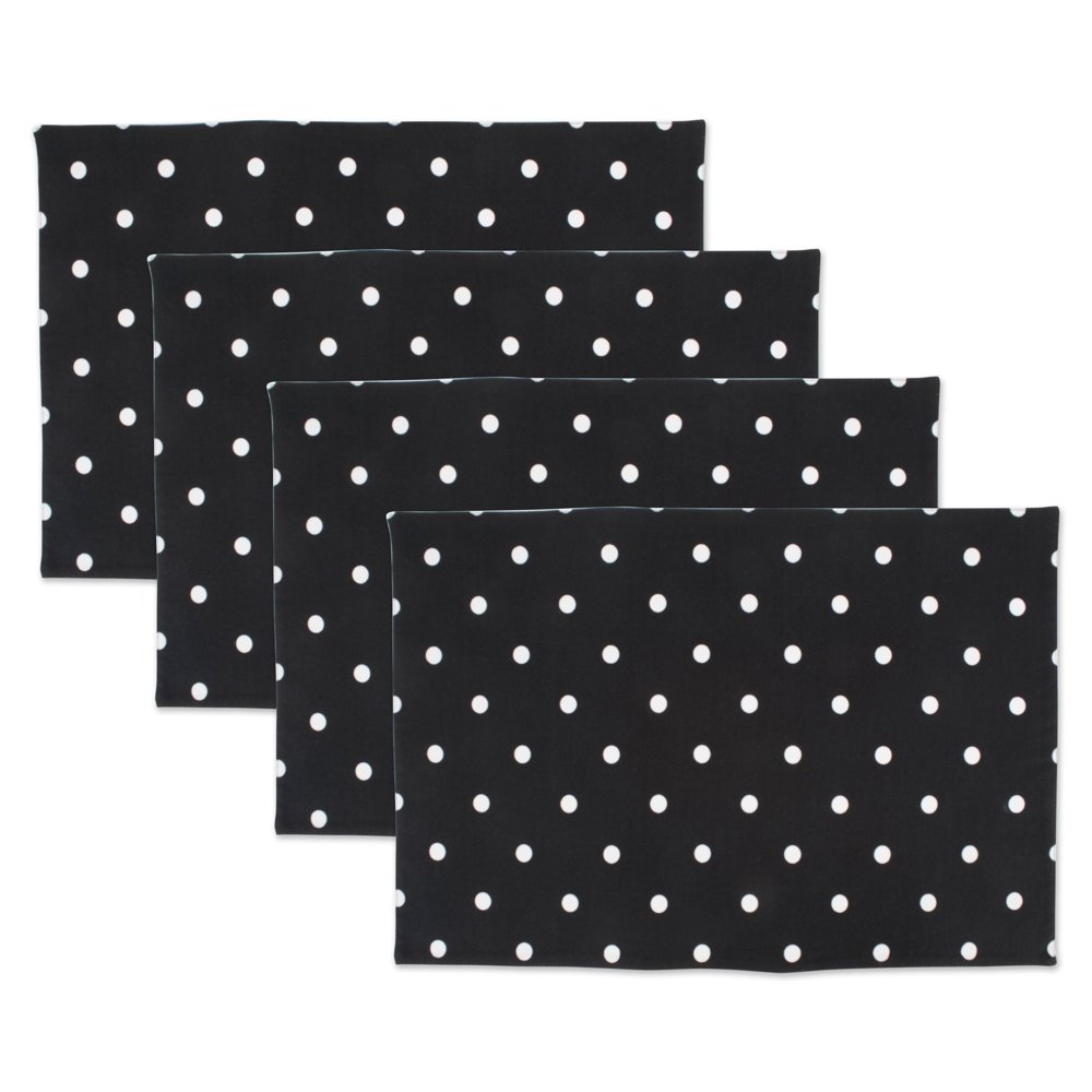 Set of 4 Black and White Rectangular Reversible Placemat 19" Walmart