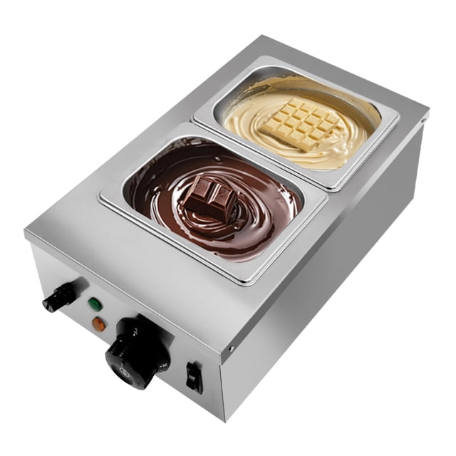 QinaQin Stainless Steel Chocolate Melting Pot, 2-Tank Commercial Tempering Machine with Temperature Control