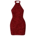 thumbnail image 6 of DHFJKG Sparkling Backless Bodycon Women Mini Dress Party Evening Gown Glitter Sequins Halter Slim Fit Sexy Date Dress Stylish Dresses, 6 of 6