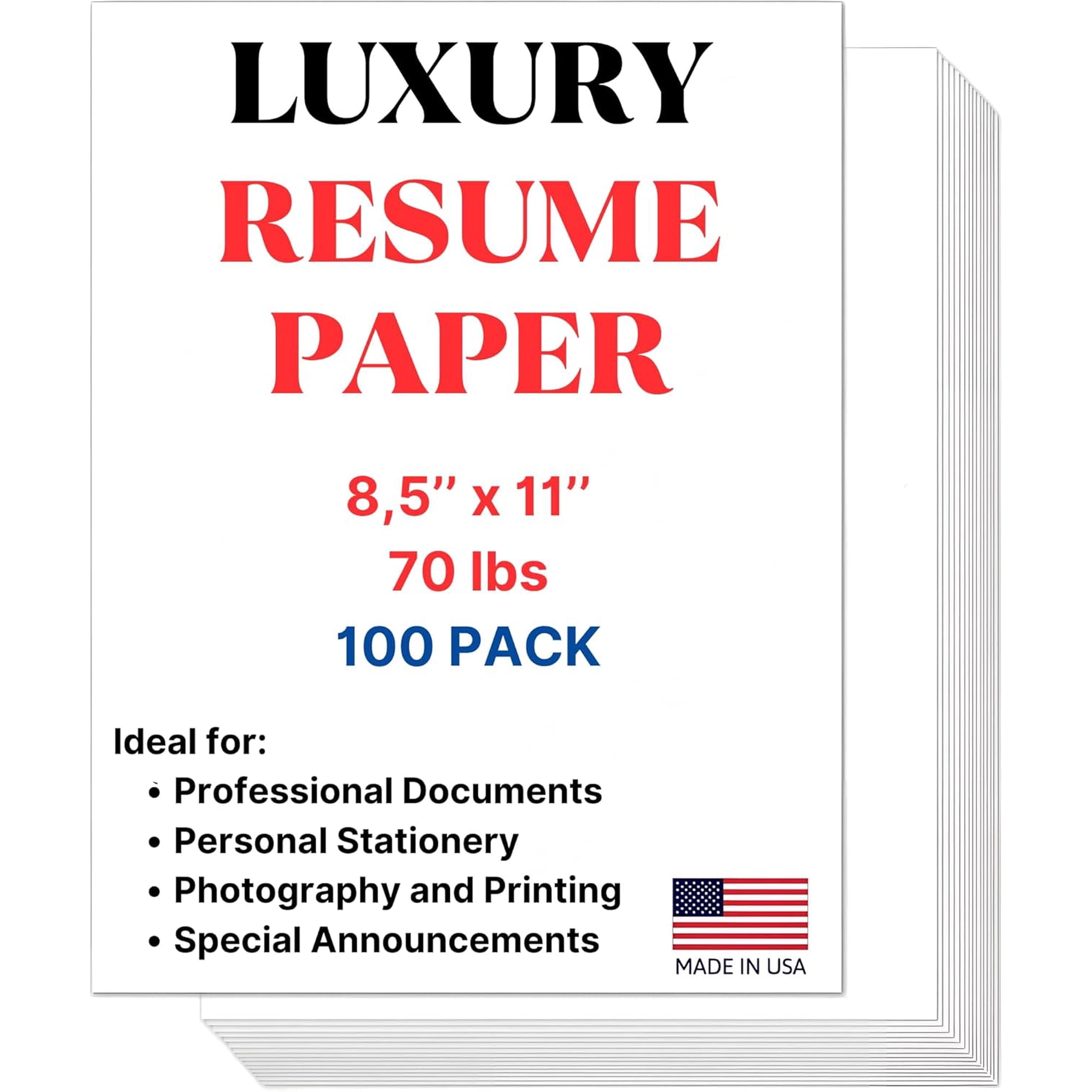 Cranium Press 70lb Luxury Resume Paper, Bright White 8.5" x 11" Business Paper | 100 Sheets, Perfect for for Resumes, Letterhead, Invitations, and Professional Documents