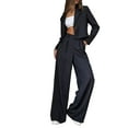 thumbnail image 3 of Women'S 2 Piece Suit Set Cropped Blazer Wide Leg Pants Business Casual Outfits Work Office Clothes Dark Gray S, 3 of 10