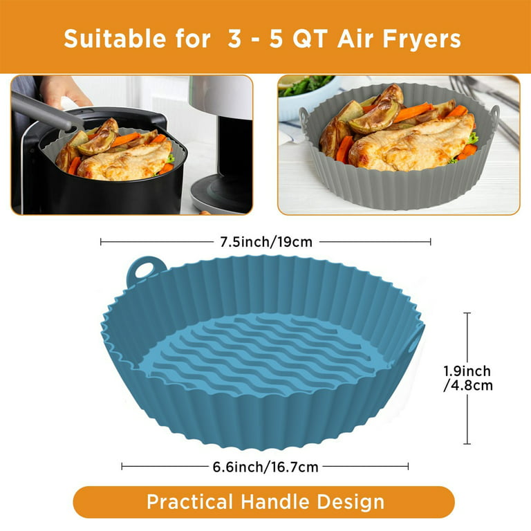 Reusable Air Fryer Liners Silicone, 8.5 Inch Square Non-Stick Basket Mats  Accessories, Bamboo Steamer Liners, for 5.8 QT & Larger Air Fryers,  Replacement for Parchment Paper - (2 Packs) 