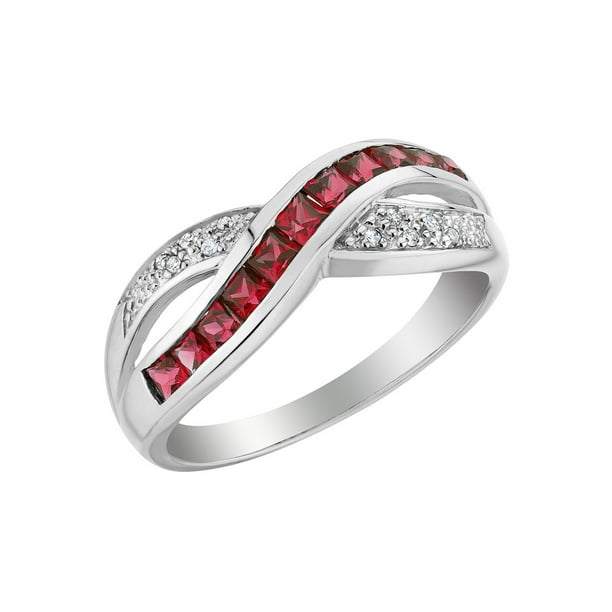 Gem And Harmony 1/2 Carat (Ctw) Lab Created Ruby Infinity Ring with