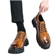 thumbnail image 2 of TIREOW Men's Print Lace Up Round Toe Platform Increase Formal Oxfords Modern PU Leather Lug Sole Casual Loafers Classic Comfort Slip On Fashion Business Dress Shoes, 2 of 6
