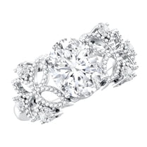 Rosec Jewels Lab Grown Diamond Flower Engagement Ring - 6X8 mm Oval Diamond Ring - EF-VS Grade, 10K White Gold, US 4.50