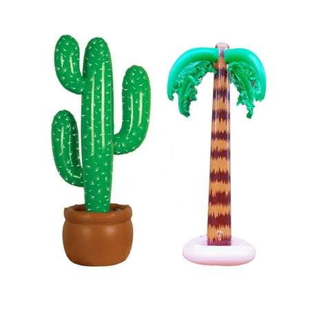 

Etereauty 2pcs 90cm PVC Inflatable Hawaii Toys Coconut Tree Beach Party Toys Cactus Stage Props Decoration Toys Set Random Color