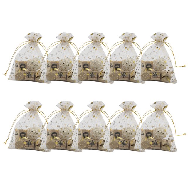 CIMAXIC Wedding 100PCS Star Moon Pattern Candy Drawstring Gauze Bags Gift Favor Storage Candy Pouches for Packaging Wedding (White),4.72"X3.54"X0.08"