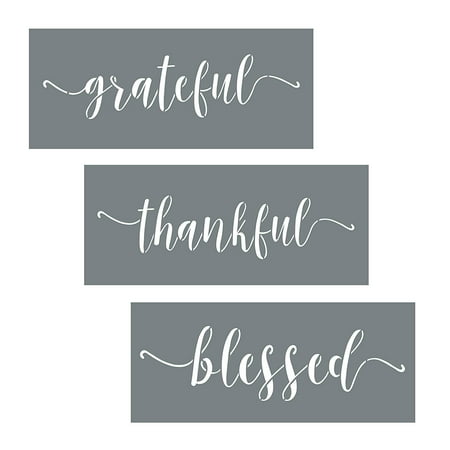 Grateful Thankful Blessed Stencil Set - 3 Reusable Sign Stencils For Painting on Wood + More - Use a Wall Stencil to Make Modern DIY Home Decor - Quote Stencils Made of 10 Mil (Best Stencil Material For Wood)
