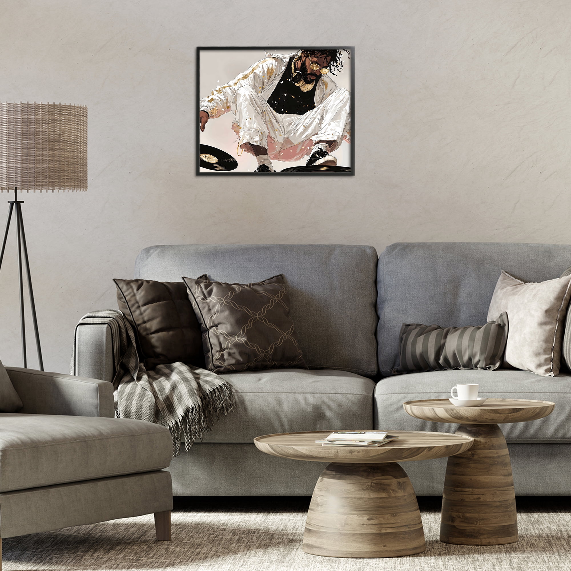 Stupell Industries Record Dance Stylish DJ Black Framed Giclee Art, design by Franklyn Gregory