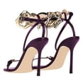 thumbnail image 4 of FSJ Women Sexy Square Open Toe Stiletto High Heel Sandals Large Gold Chain Buckle Strap Sandals Prom Dressy Shoes Size 8 Purple, 4 of 4