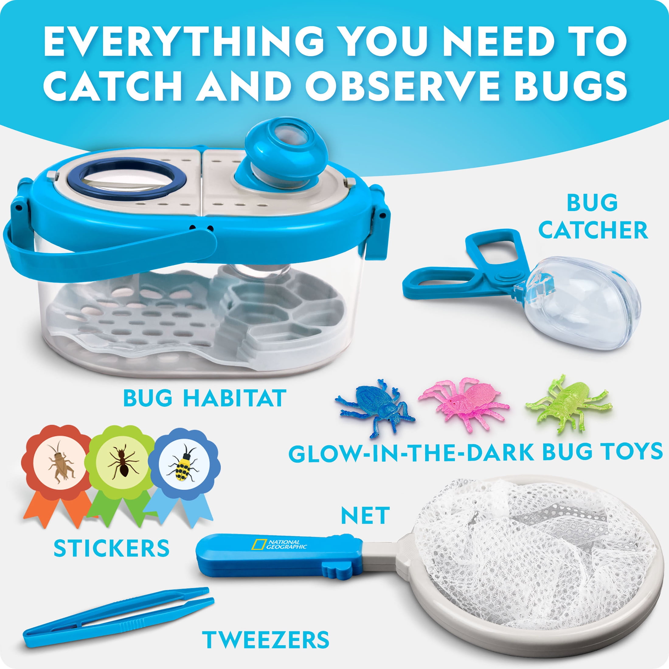 National Geographic Bug Catcher Kit – Bug Habitat, Field Guide, Glow-in-the-Dark Figures & More