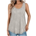 thumbnail image 2 of fatyb Tank Tops Womens Casual Textured Stretch Sleeveless T Shirts Summer Crew Neck Solid Color Blouses, 2 of 7