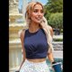 thumbnail image 4 of Camisetas Sin Mangas Informales con Cuello Redondo para Mujer, Camisetas de Entrenamiento con Frente Cruzado, Camisetas Deportivas para Yoga y Ejercicio Azul L, 4 of 10