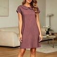 thumbnail image 3 of Iyufng Striped Straight Cut Short Dresses for Women with Short Sleeves, Peter Pan Collar and Pockets, 3 of 5