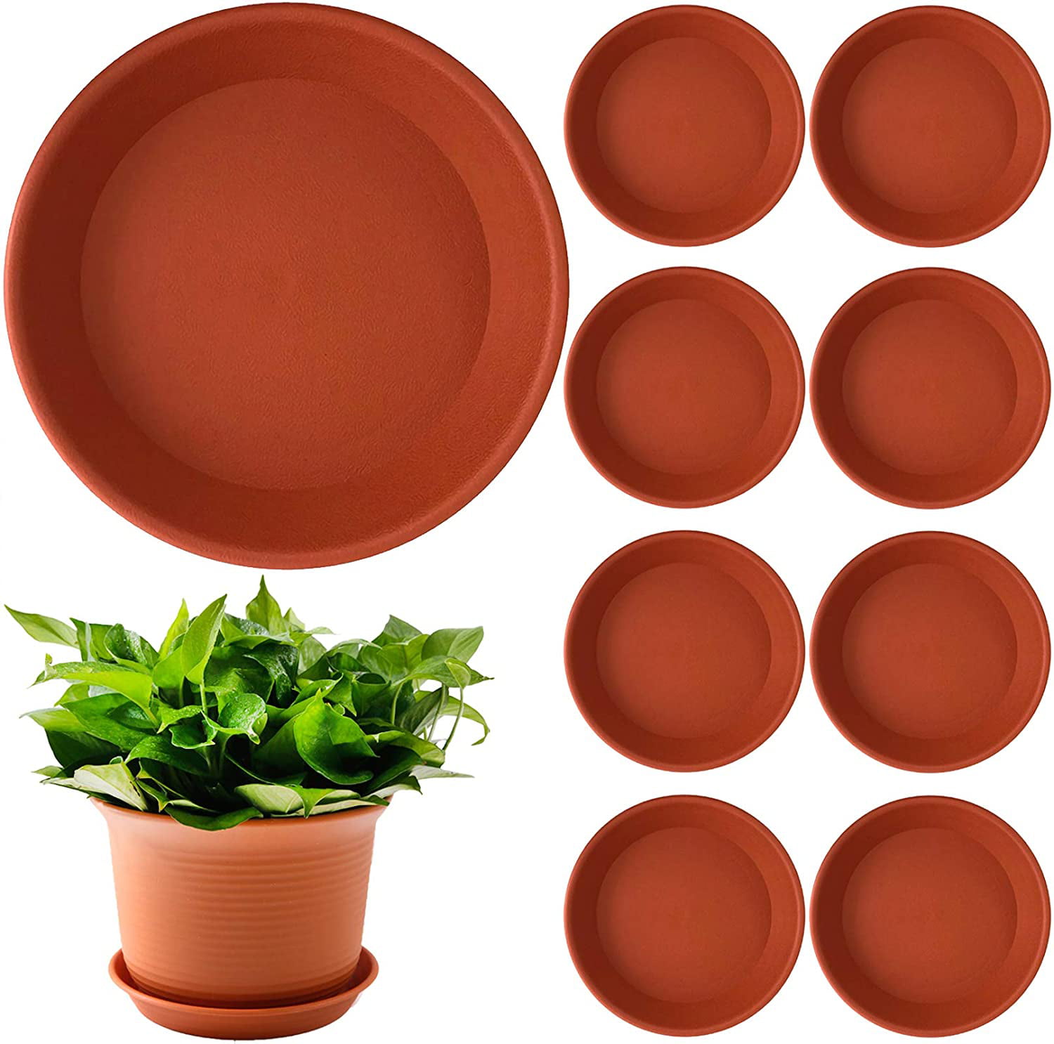 Dingtuo Plant Pot Saucer Plastic Plant Pot Plate Flower Pot Tray for Indoor & Outdoor 2XL 