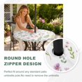 thumbnail image 4 of Round Outdoor Tablecloth with Umbrella Hole and Zipper, Spring Floral Tablecloth with Elastic Waterproof, Pink Flowers Sage Green Plaid Pastoral Patio Table Covers for 31" - 35" Picnic Pool Tables, 4 of 9