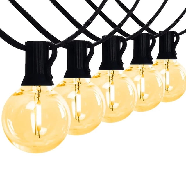Guirnalda de luces LED para exteriores, bombillas de plástico inastillables, resistentes al agua, para Patio, jardín, Patio trasero, Navidad, Ramadán, G40