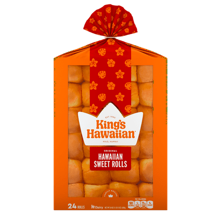 1x-King's Hawaiian Original Hawaiian Sweet Dinner Rolls 24 Count, 24 oz, Shelf-Stable