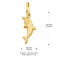 thumbnail image 3 of 14K Yellow Gold Jumping Dolphin Prosperity Charm Pendant with 1.2mm Figaro 3+1 Chain Necklace - 14", 3 of 6