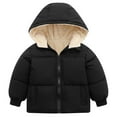 thumbnail image 2 of Toddler Boys Coats & Jackets Winter Solid Color Thick Hooded Long Sleeve Warm Tops Coat Sportwear,Solid Winter Coat 18-24 Months, 2 of 9