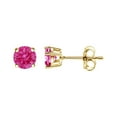 thumbnail image 3 of 14K Yellow Gold 1/2 Cttw Lab Grown Pink Diamond 4-Prong Classic Solitaire Earrings (Pink Color, VVS2-VS1 Clarity), 3 of 8