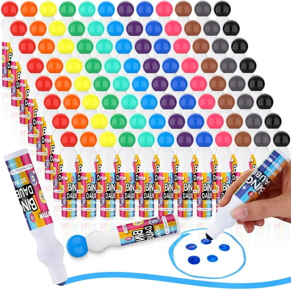 Crtiin 96pcs Bingo Daubers Bulk in 12 Colors, 0.5 Oz, Assorted Colors Set of Bingo Markers,bingo Supplies Dot Markers Dot Paint Craft Ideal for Art and Crafts Paintin