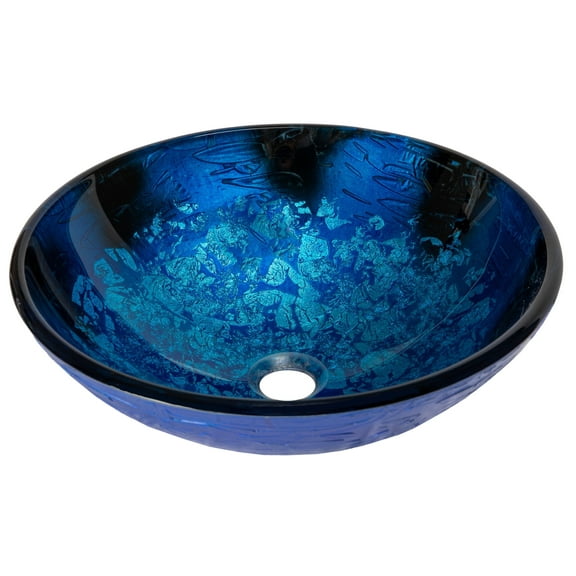 Vibrant Blue Foil Glass Vessel Sink