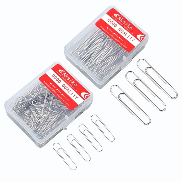 220 Clips De Papel Plateados De Tamaño Mediano Y Gigante (1,3 Pulgadas Y 2 Pulgadas), Clips De Oficina, Con Caja De Almacenamiento En Cada Tamaño Para Un Fácil Almacenamiento