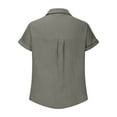 thumbnail image 5 of Womens Cotton Linen Dressy Blouses, Short Sleeve Shirts for Women Summer Lightweight Casual Solid Color Button Down Lapel T-Shirts with Pockets, 5 of 5