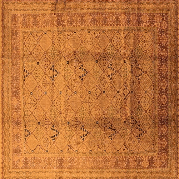 Ahgly Company Indoor Square Oriental Orange Traditional Area Rugs, 7' Square