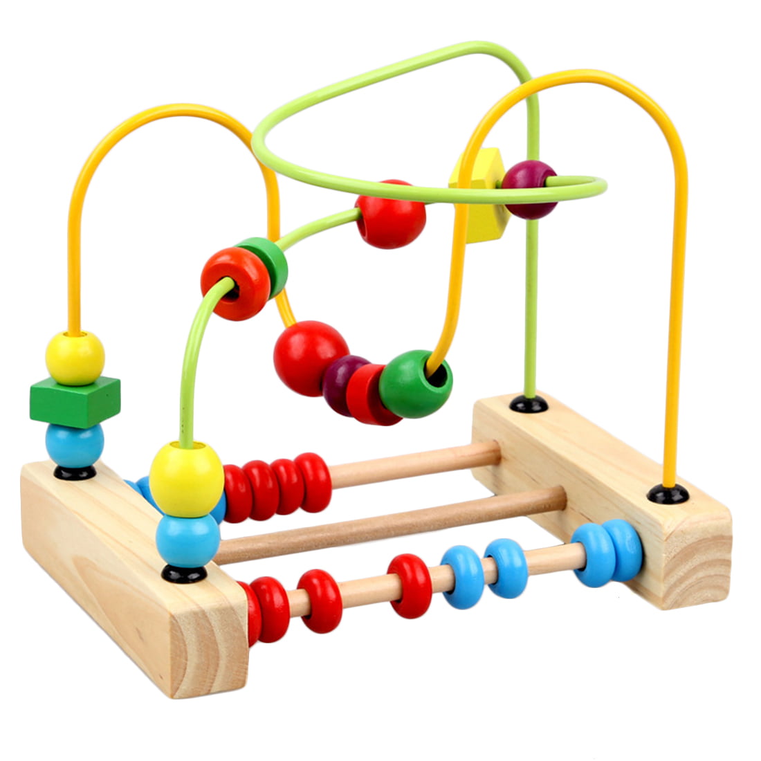 Baby wooden toy Mini around the beads Wire maze Colorful Educational Game S 