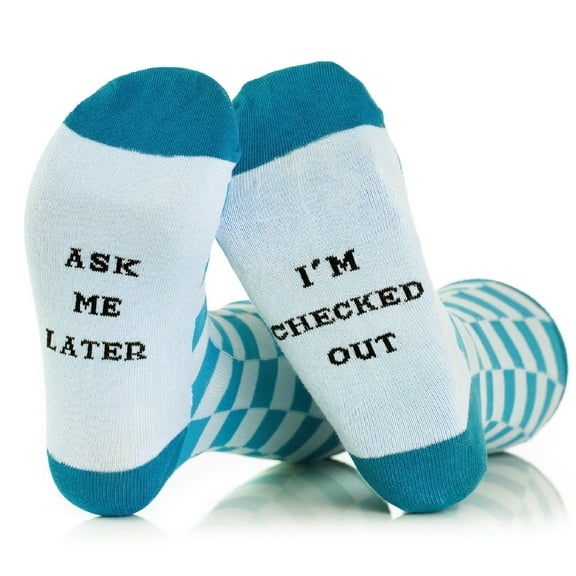 Funny Socks for Men - Checkered Socks with a Pun