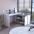 thumbnail image 5 of White L-Shaped Desk with Cabinet | Ideal for Wall Placement, Wide for Devices | Main Material Engineered Wood, FSC Certified | Hold Files and Objects, 5 of 5