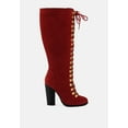thumbnail image 2 of STREET-SLAY Antique Eyelets lace up Knee Boots In Red, 2 of 6