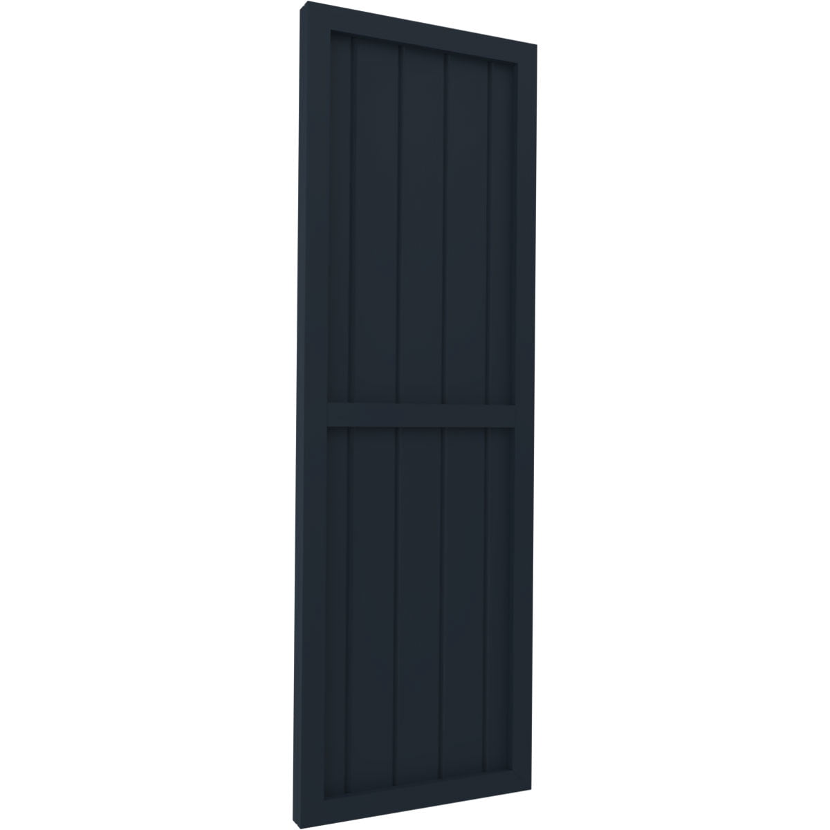 Ekena Millwork 17 1/2"W x 45"H Americraft Five Board Exterior Real Wood Two Equal Panel Framed Board-n-Batten Shutters (Per Pair), Starless Night Blue