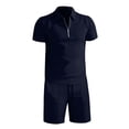 thumbnail image 4 of Short Sets for Men Summer Casual Short Sleeve Quarter Zip Polo Shirt and Shorts 2 Piece Matching Set Tracksuit, 4 of 5
