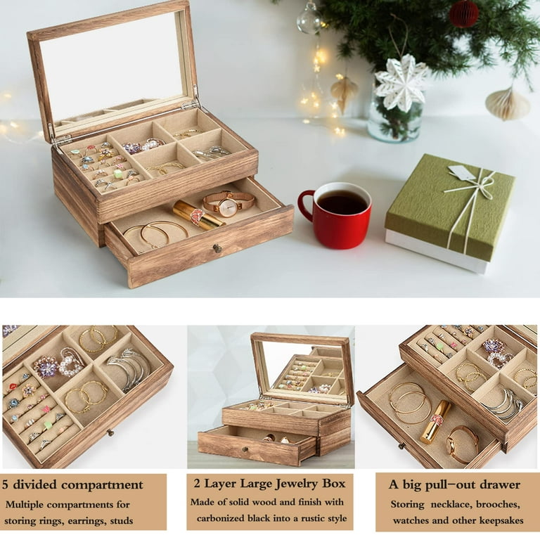 Wooden Jewelry Organizer Box for Watches Necklace Bracelet Brooch