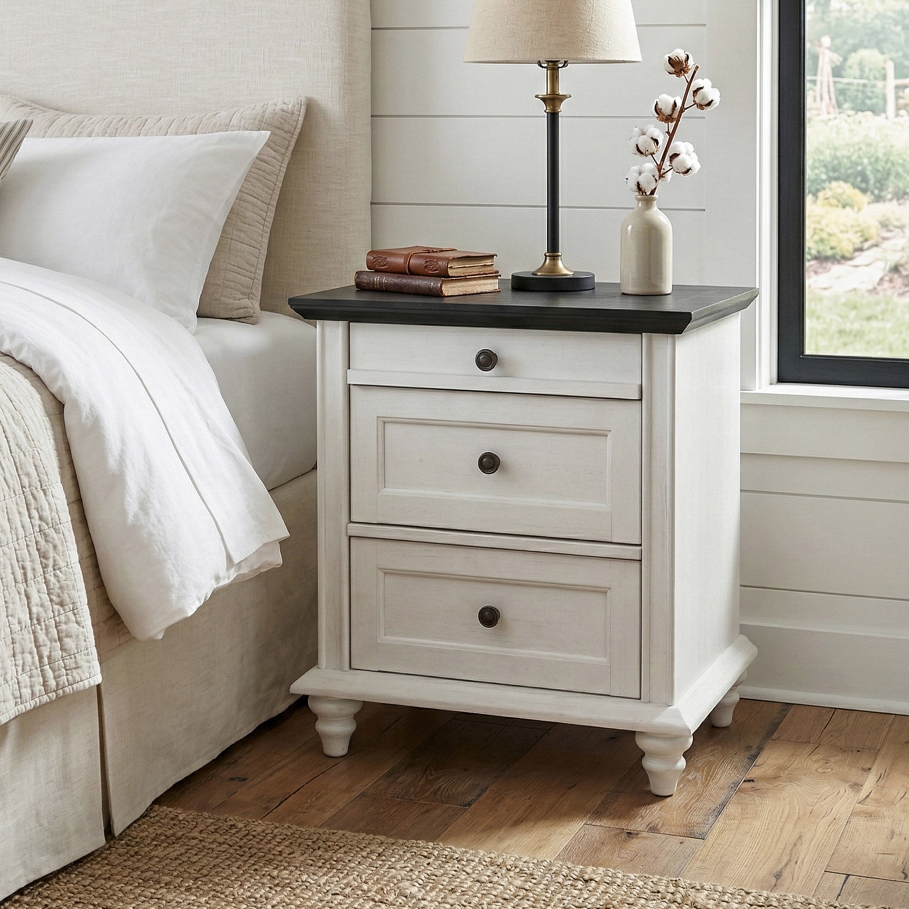 Furniture of America Calix Traditional Wood 3-Drawer Kids Nightstand, White