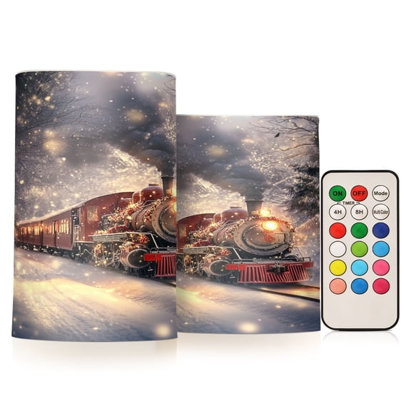 BZSMCE Flameless Candles LED Lights Red Christmas Train Creativity Battery Candles