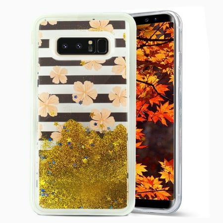 Note Cases Free Shipping Samsung Galaxy Note 8 Case, ZV Glitter Star Design case with Moving Free Flowing Glitter - SlimFit - Protective Bling Case ()
