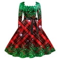 thumbnail image 1 of Robe de Thé Classique de Noël pour Femmes Manches Longues Robe de Soirée avec Ceinture, 1 of 2