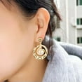 thumbnail image 4 of CZ Dubai Yellow Gold Plated Snake Pattern Long Dangling Drop Pearl Party Earring, 4 of 9