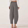 thumbnail image 3 of EDFBUYKRS Female Women Pants Casual Wide Leg Dress Pants for Women Tall Womens Baggy Wide Leg Pants Casual Drawstring Elastic Waisted Palazzo Harem Trousers with Pockets Xxl, 3 of 6